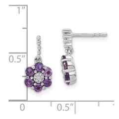 14k White Gold Amethyst and Diamond Earrings - 3