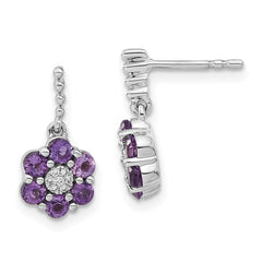 14k White Gold Amethyst and Diamond Earrings - 3