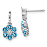 14k White Gold Blue Topaz and Diamond Earrings - 2