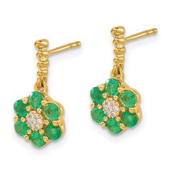 14k Emerald and Diamond Earrings - 2