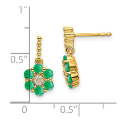 14k Emerald and Diamond Earrings - 2