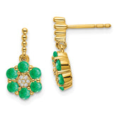 14k Emerald and Diamond Earrings - 2