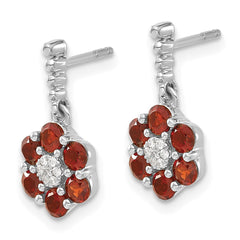 14k White Gold Garnet and Diamond Earrings - 4