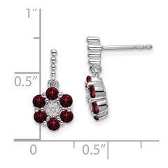 14k White Gold Garnet and Diamond Earrings - 4