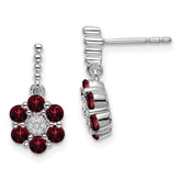 14k White Gold Garnet and Diamond Earrings - 4