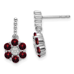 14k White Gold Garnet and Diamond Earrings - 4