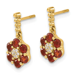 14k Garnet and Diamond Earrings - 2