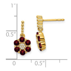 14k Garnet and Diamond Earrings - 2