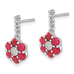 14k White Gold Ruby and Diamond Earrings - 5