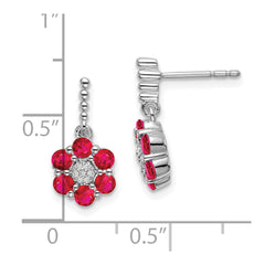 14k White Gold Ruby and Diamond Earrings - 5