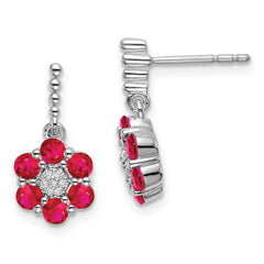 14k White Gold Ruby and Diamond Earrings - 5