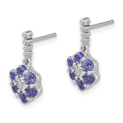 14k White Gold Tanzanite and Diamond Earrings - 2