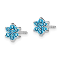 14k White Gold Blue Topaz Floral Post Earrings