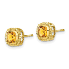 14k Cushion Citrine Earrings