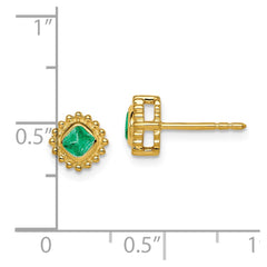14k Cushion Emerald Earrings