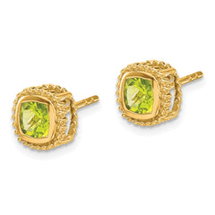 14k Cushion Peridot Earrings