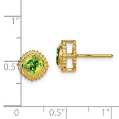 14k Cushion Peridot Earrings