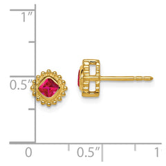14k Cushion Ruby Earrings