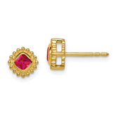 14k Cushion Ruby Earrings