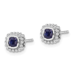 14k White Gold Cushion Sapphire Earrings