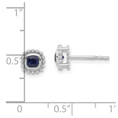 14k White Gold Cushion Sapphire Earrings