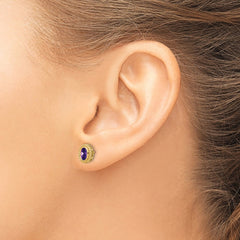 14k Oval Amethyst Post Earrings