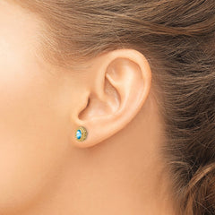 14k Oval Blue Topaz Post Earrings