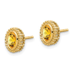 14k Oval Citrine Post Earrings