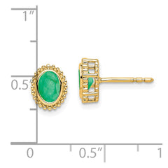 14k Oval Emerald Post Earrings