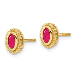 14k Oval Ruby Post Earrings