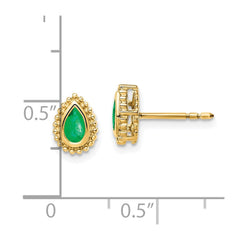 14k Pear Emerald Post Earrings