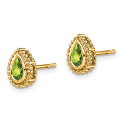 14k Pear Peridot Post Earrings