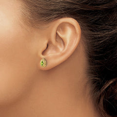 14k Pear Peridot Post Earrings