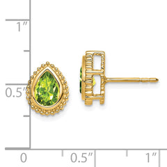 14k Pear Peridot Post Earrings