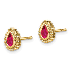 14k Pear Ruby Post Earrings