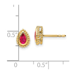 14k Pear Ruby Post Earrings