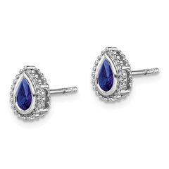 14k White Gold Pear Sapphire Post Earrings