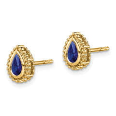 14k Pear Sapphire Post Earrings