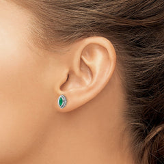 14k White Gold Marquise Emerald Post Earrings
