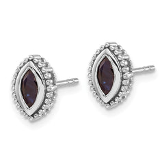 14k White Gold Marquise Sapphire Post Earrings