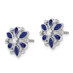14k White Gold Sapphire and Diamond Post Earrings