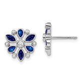 14k White Gold Sapphire and Diamond Post Earrings