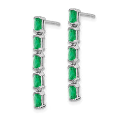 14k White Gold Emerald 5-stone Dangle Earrings