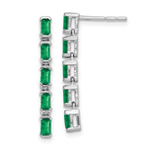 14k White Gold Emerald 5-stone Dangle Earrings