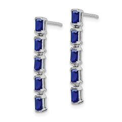 14k White Gold Sapphire 5-stone Dangle Earrings