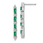 14k White Gold Emerald and Diamond 4-stone Dangle Earrings