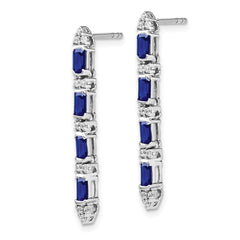 14k White Gold Sapphire and Diamond 4-stone Dangle Earrings