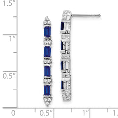 14k White Gold Sapphire and Diamond 4-stone Dangle Earrings