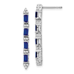 14k White Gold Sapphire and Diamond 4-stone Dangle Earrings