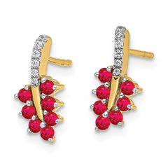 14k Ruby and Diamond Leaf Earrings